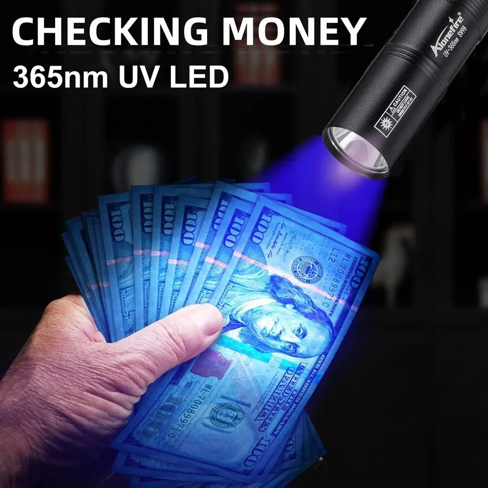 365/395nm UV Flashlight Rechargeable | Mini Ultraviolet Detection Light for Pets, Money, and More
