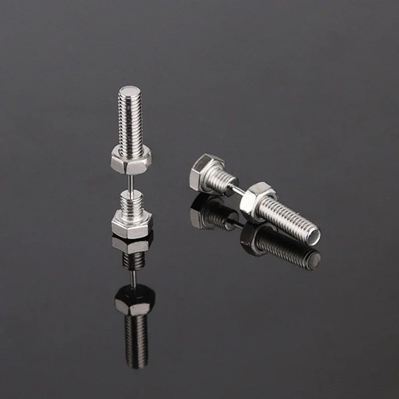 Gothic Stud Earrings Set | Unisex Stainless Steel Punk Screw Earrings