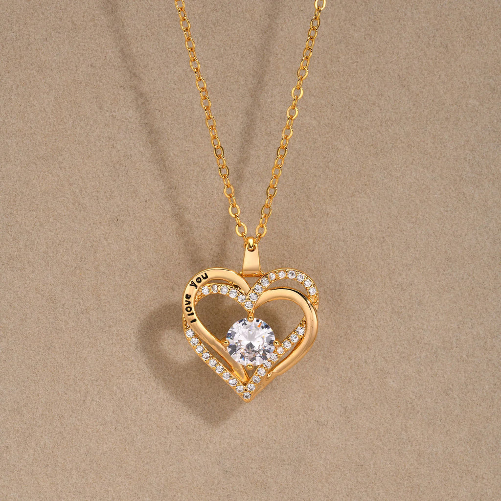 Heart Woman Necklace Birthstone Heart I Love You Jewelry For Wedding Birthday Party Mom Girlfriend Valentine's Day Gift