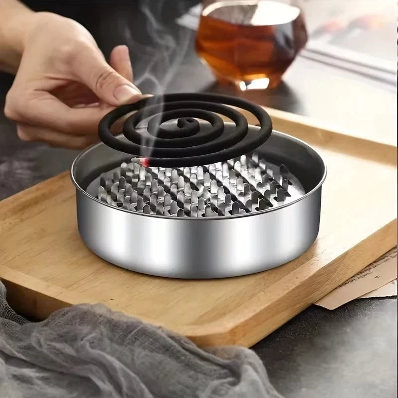 Stainless Steel Mosquito Coil Holder with Lid | Portable Outdoor Mosquito Repellent Burner