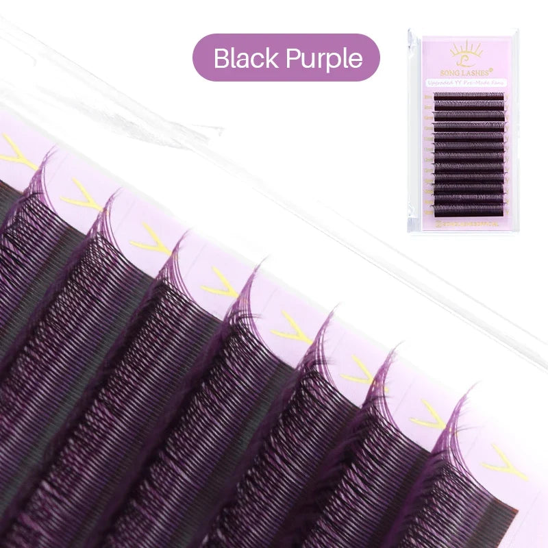 SONG LASHES Y Shape Ombre Color Lashes Two tip C/D Curl Premade Volume Lashes Individual Eyelash Extension Supplies