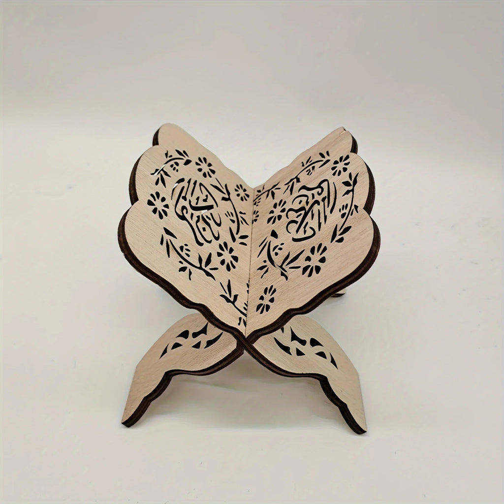 1pc Wooden Foldable Mini Bookend Stand Reading Ramadan Decor Home Bedroom Office Desktop Book Storage Display Rack