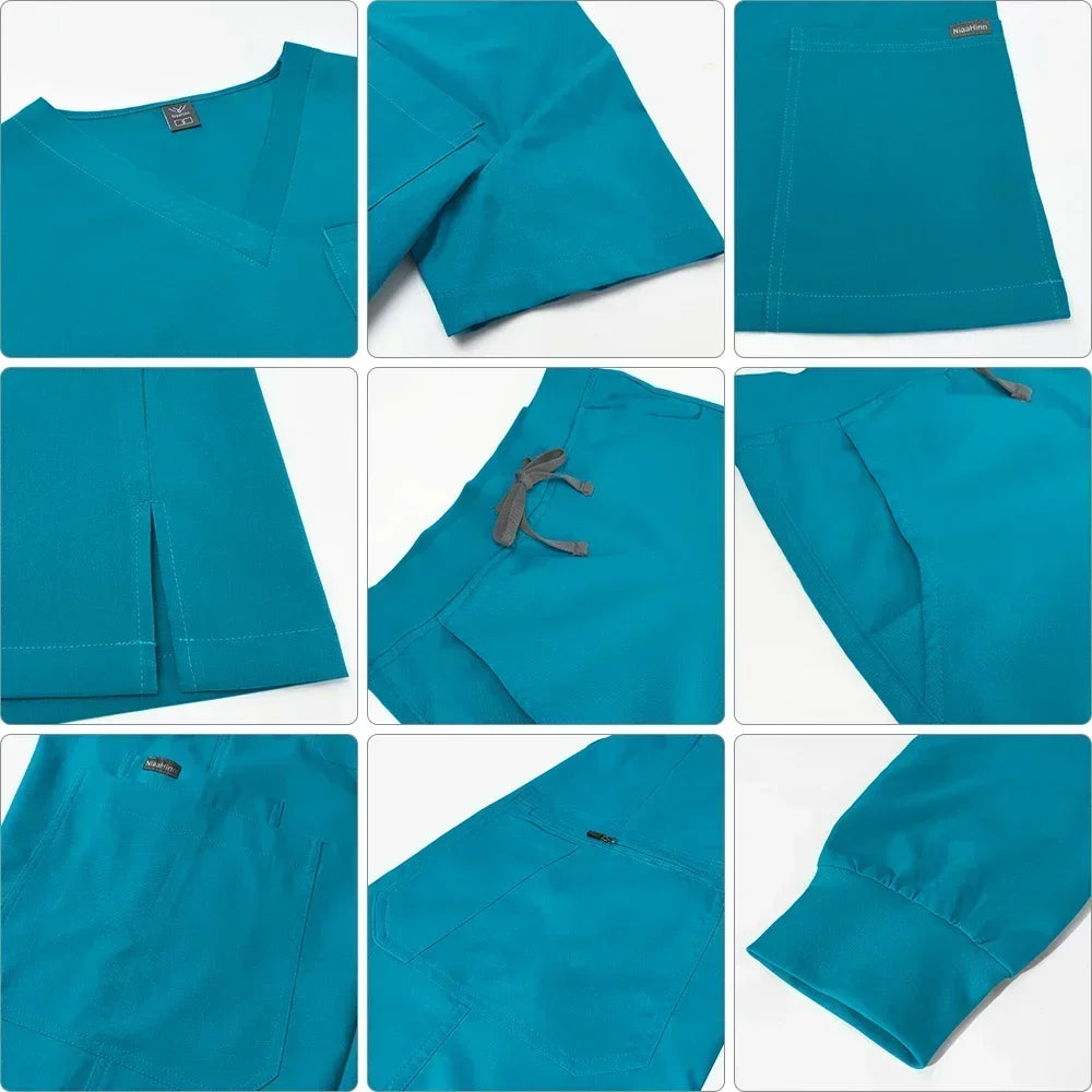 Unisex V-Neck Scrub Set with Jogger Pants