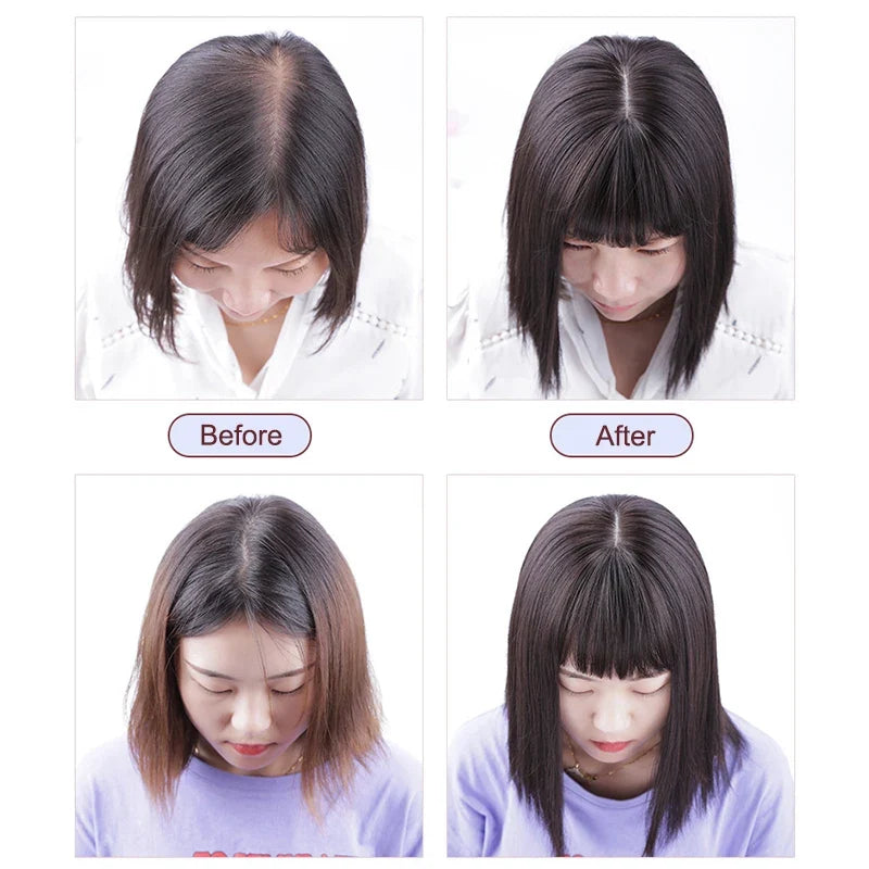25cm Wig Piece Straight Hair Toppers Hairpiece Anti-Slip Clip In Women Bangs
