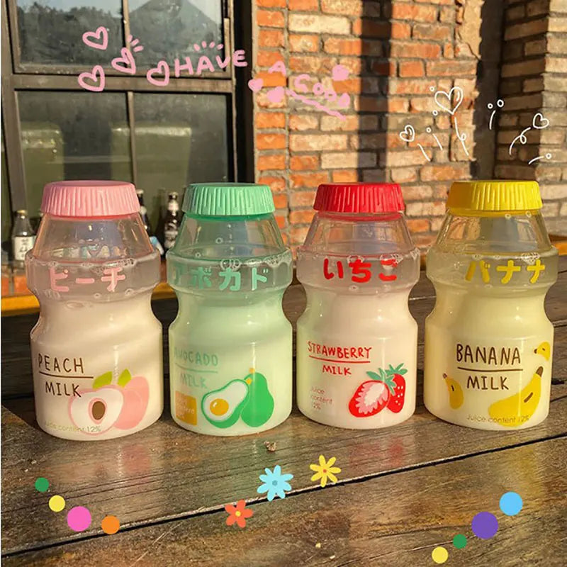 480ml Plastic Cute Yogurt Water Bottle | Yakult Shape Kawaii Milk Carton Shaker