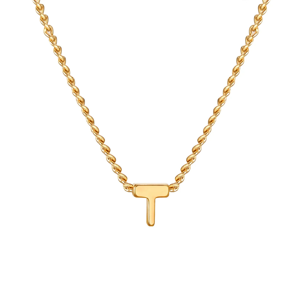 Vnox Chic Tiny A-Z Letters Necklaces for Women Girls, Gold Color Stainless Steel Initial Chokers,Small Pendent Necklaces Jewelry