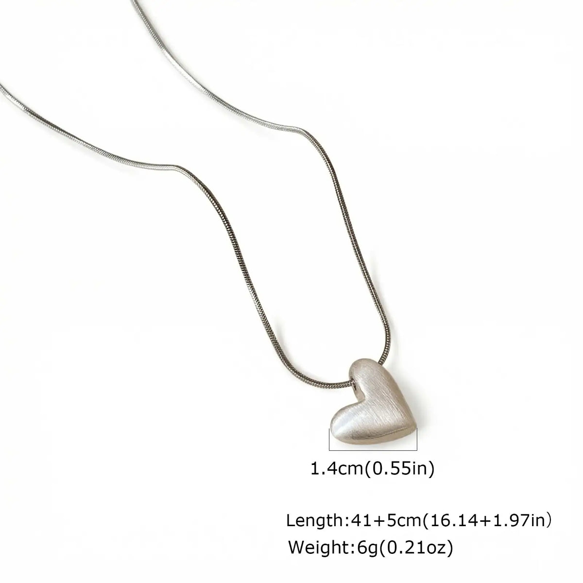Vnox Minimalism Heart Pendant Snake Chain Necklace for Women Girls, Matte Silver Color Love Pendant Necklace Jewelry Gift