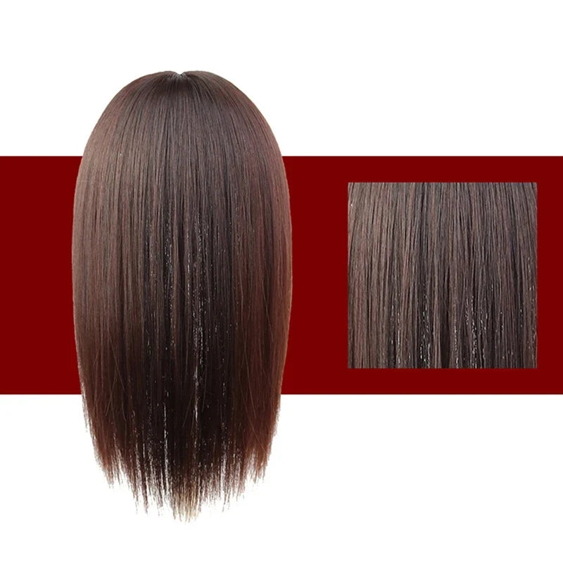25cm Wig Piece Straight Hair Toppers Hairpiece Anti-Slip Clip In Women Bangs