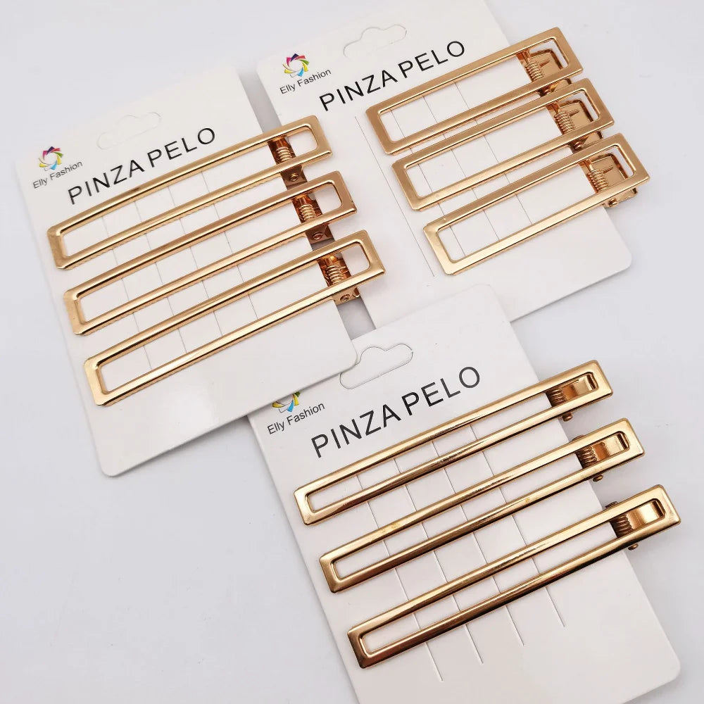 3pcs/set Elegant Hair Clips Crab Hollowing Out Hairpin Metal Geometric Hair Claw Barrette Women Girls Korean Hair Styling Tools