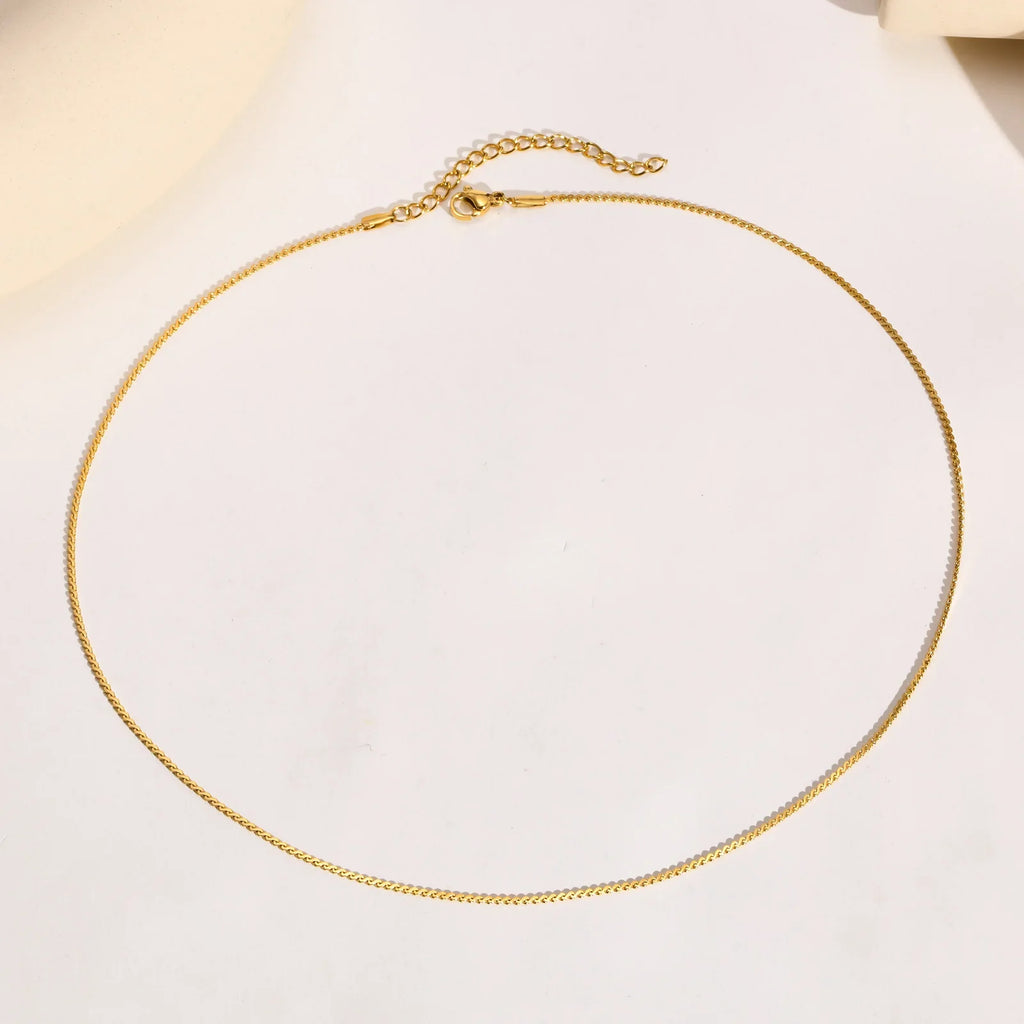 Fashion Jewelry New In Melon Seed Chain Necklace,Gold Color Stainless Steel Full Gloss S Shape Chain Pendant Necklaces