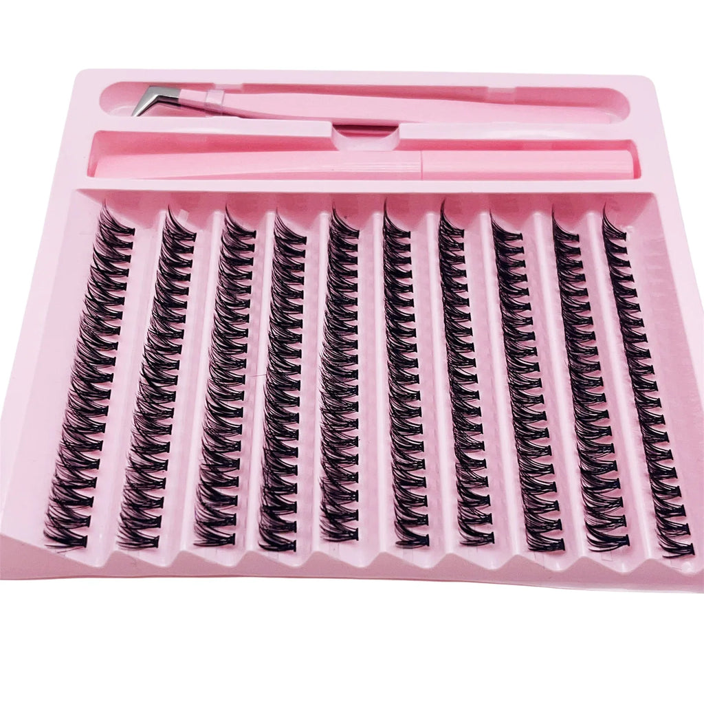 Cluster Lashes D Curling False Eyelash Clusters 200pcs DIY Lash Extension Kit With Bond And Tweezers