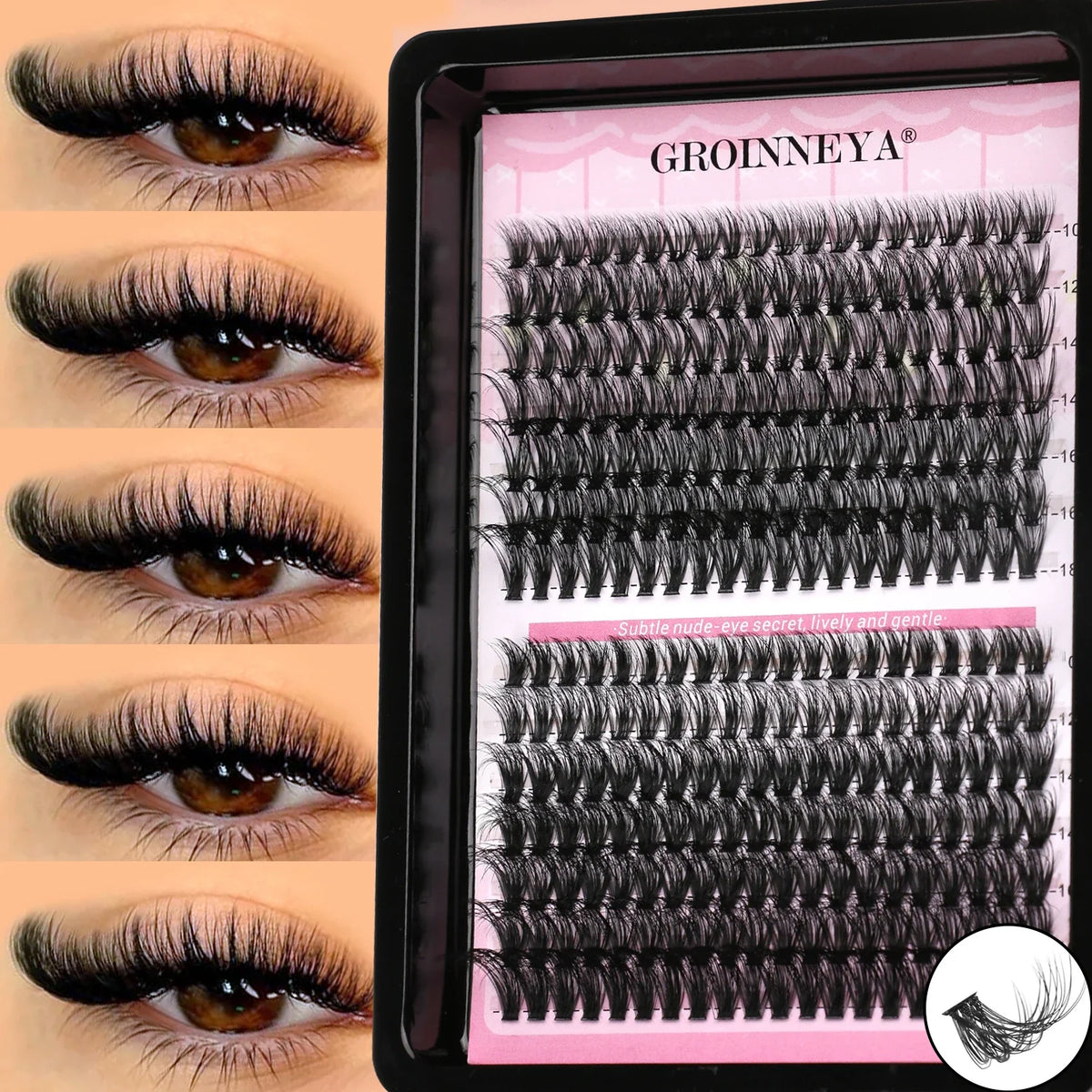 GROINNEYA Lash Clusters Wispy Eyelash Clusters Eyelash Extensions Natural Volume Lash Extensions DIY Individual Lashes Makeup