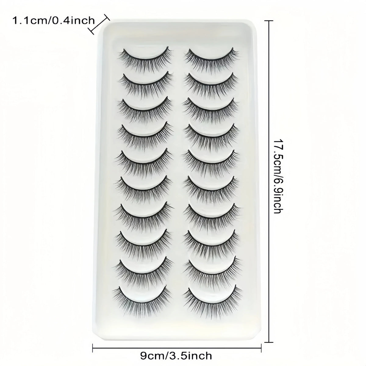 Natural Lashes 10 Pairs Extensions Strip Lashes Natural Look Slender Elongation Eyelashes 6-10mm Cat Eye False Eyelashes