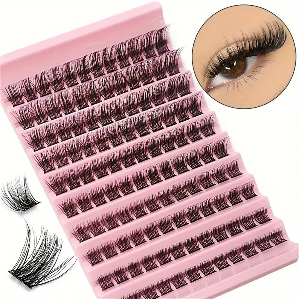 120 Pieces of Natural Appearance D Curling Mascara Clusters (8-16 mm), Mascara Extension Kit