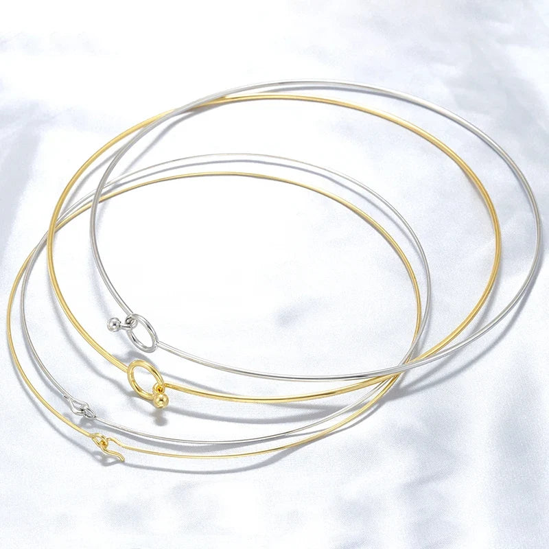 316L Stainless Steel Heart Round Adjustable Collar Women's Necklace Simple Open Neck Metal Jewellery Accessories: VL534 VL535