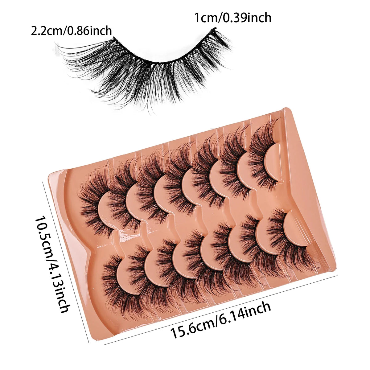 7 Pairs Cat Eye Eyelashes 3D Natural False Lashes 5D Fluffy Soft Cross Manga Lashes Wispy Natural Eyelash Extension Makeup