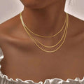 Waterproof Layering Necklaces for Women,stainless Steel Triple Stacked Snake Clavicle Chain Choker Necklaces