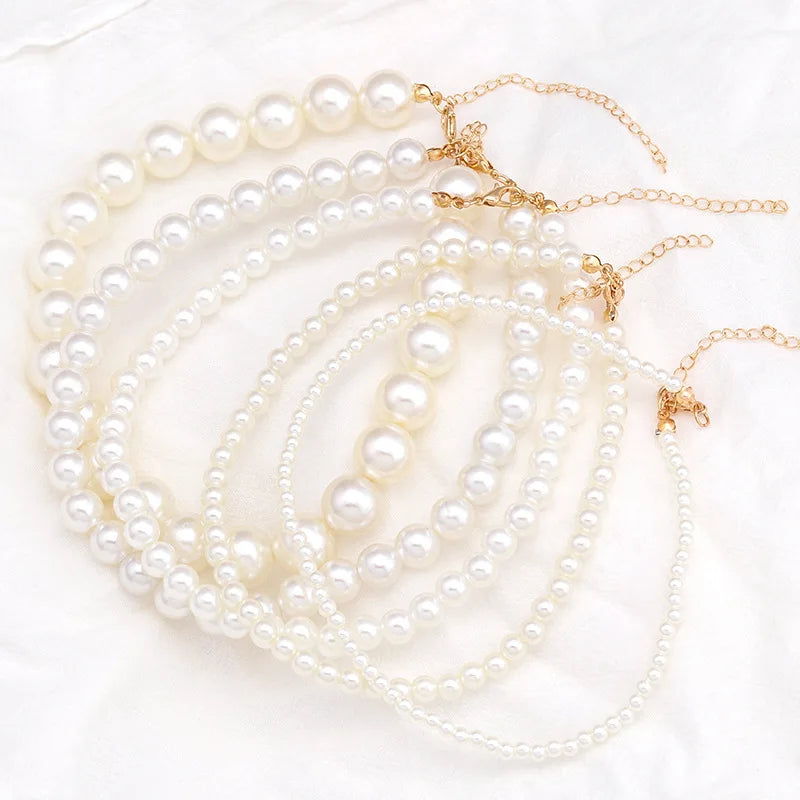 Imitation Pearl Necklace Adjustable Elegant Irregular Beads New Trend Date Wedding Party Jewelry Women Girls Gift