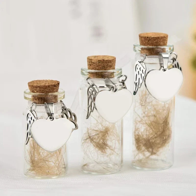 Pet Memorial Bottle for Pet Hair | Dog Cat Fur Keepsake Urn with Silver Accessories