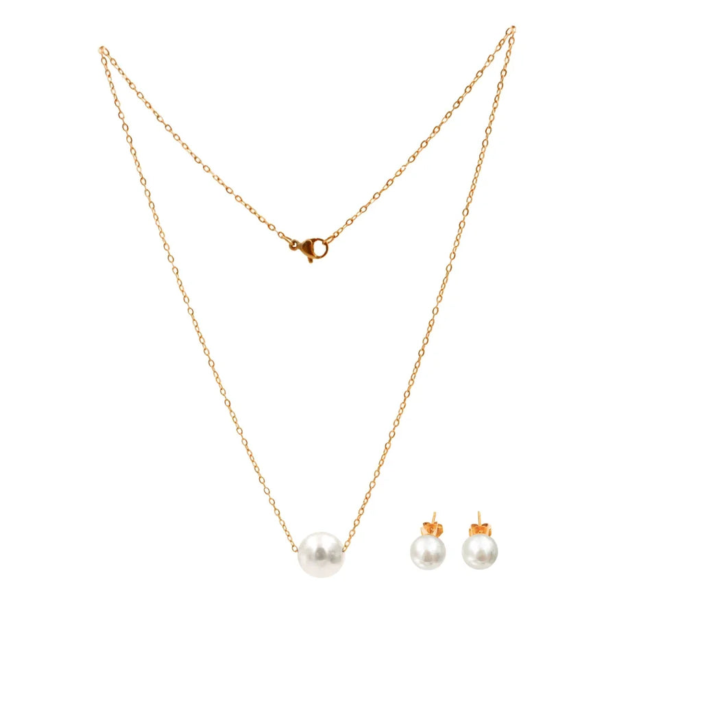316L Stainless Steel FashionElegant One Pearl Necklace Charms Chain Choker Necklaces & Pendant For Women Jewelry gift