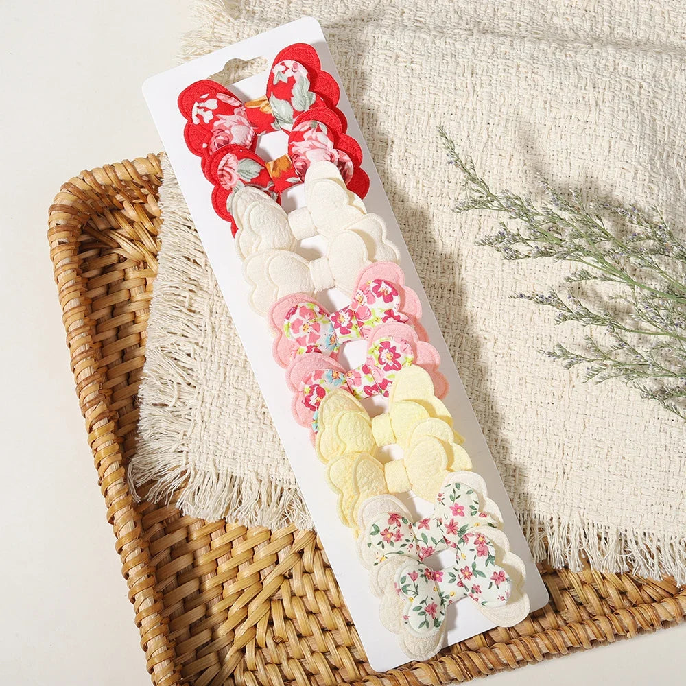 10PCS/Set New Fabric BB Hair Clip Girls' Teenagers' Children's Side Bangs Clip Girls' Party Daily Decoration Hair Accessories