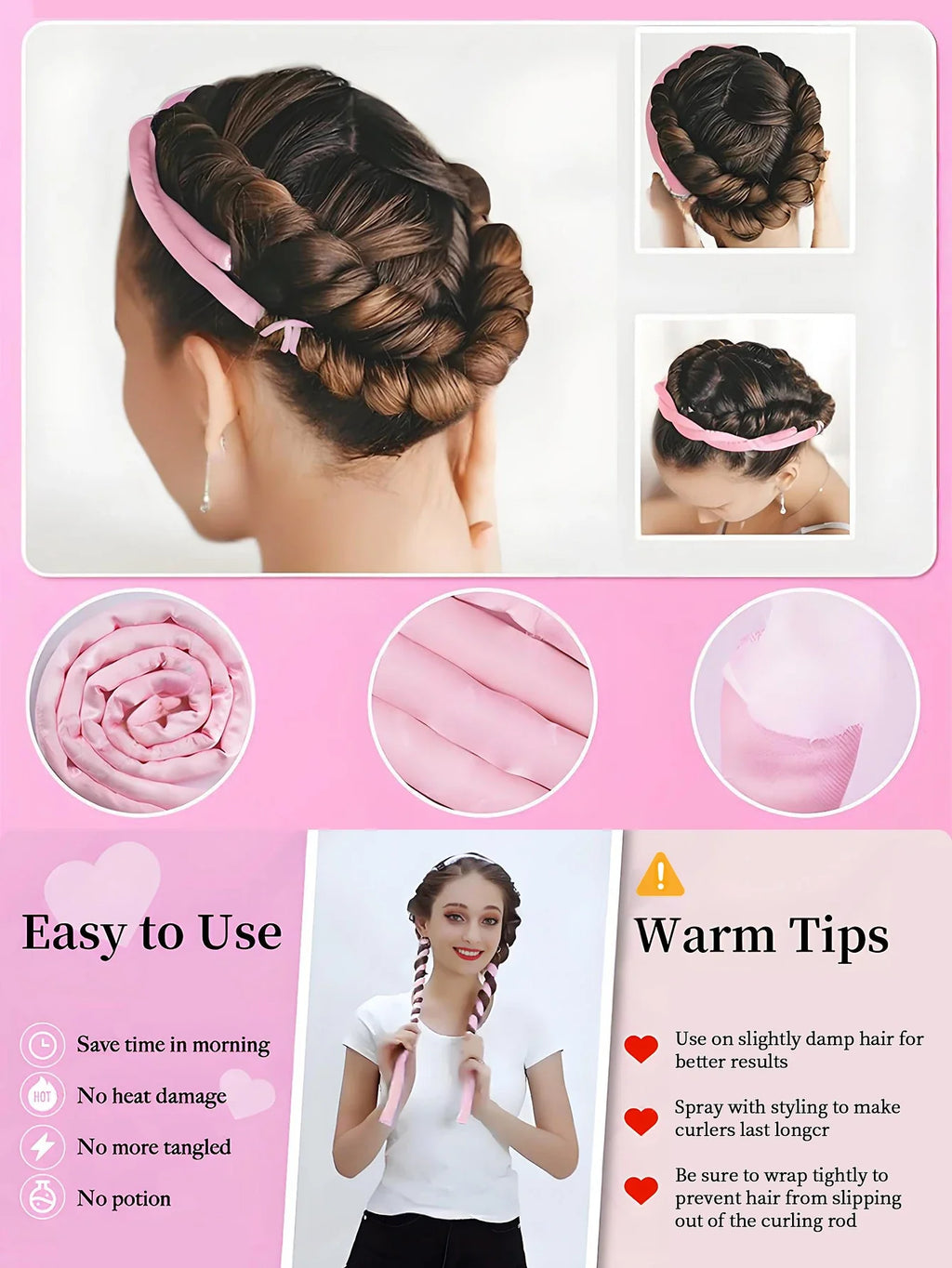 1.6-Meter Extended Lazy Curling Iron With Fine Waves No Heat Or Damage To Hair Sponge Hair Loop Hair Clip Set Sleep Curling Tool