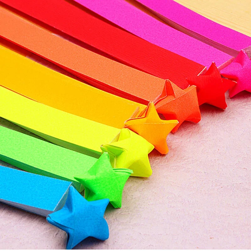 Origami Lucky Star Paper Strips Kit | DIY Folding Craft for Wishing Star Decorations