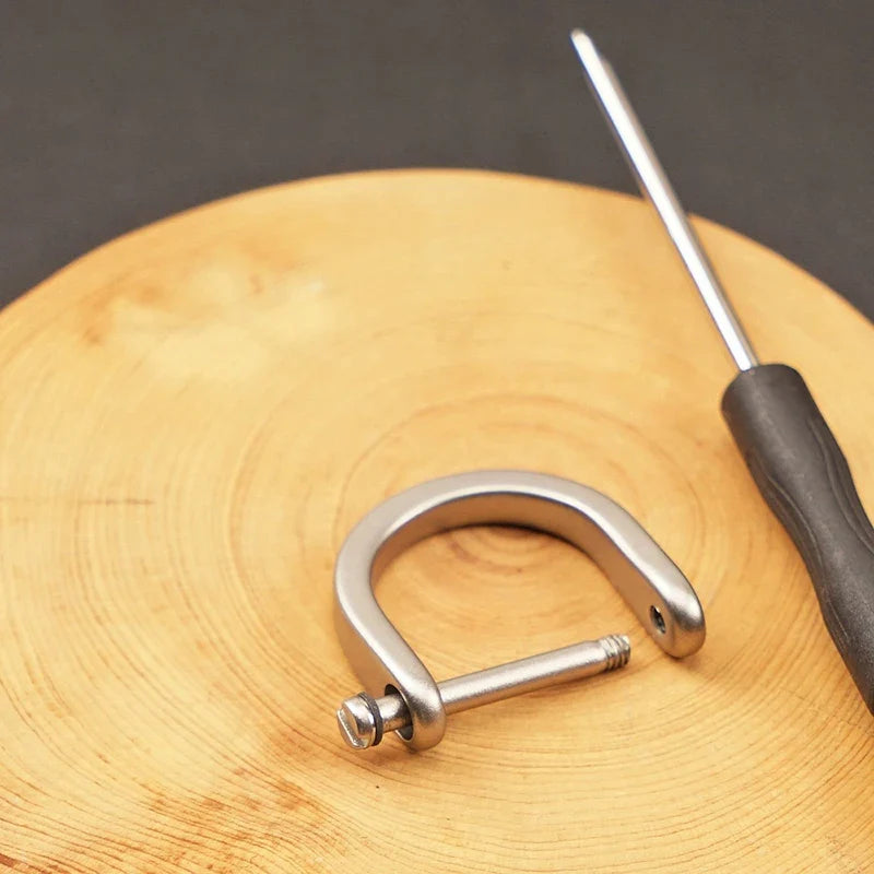 Titanium D Ring Key Shackle | U Shape Horseshoe Key Ring for Car Fob and DIY Leather Key Organizer