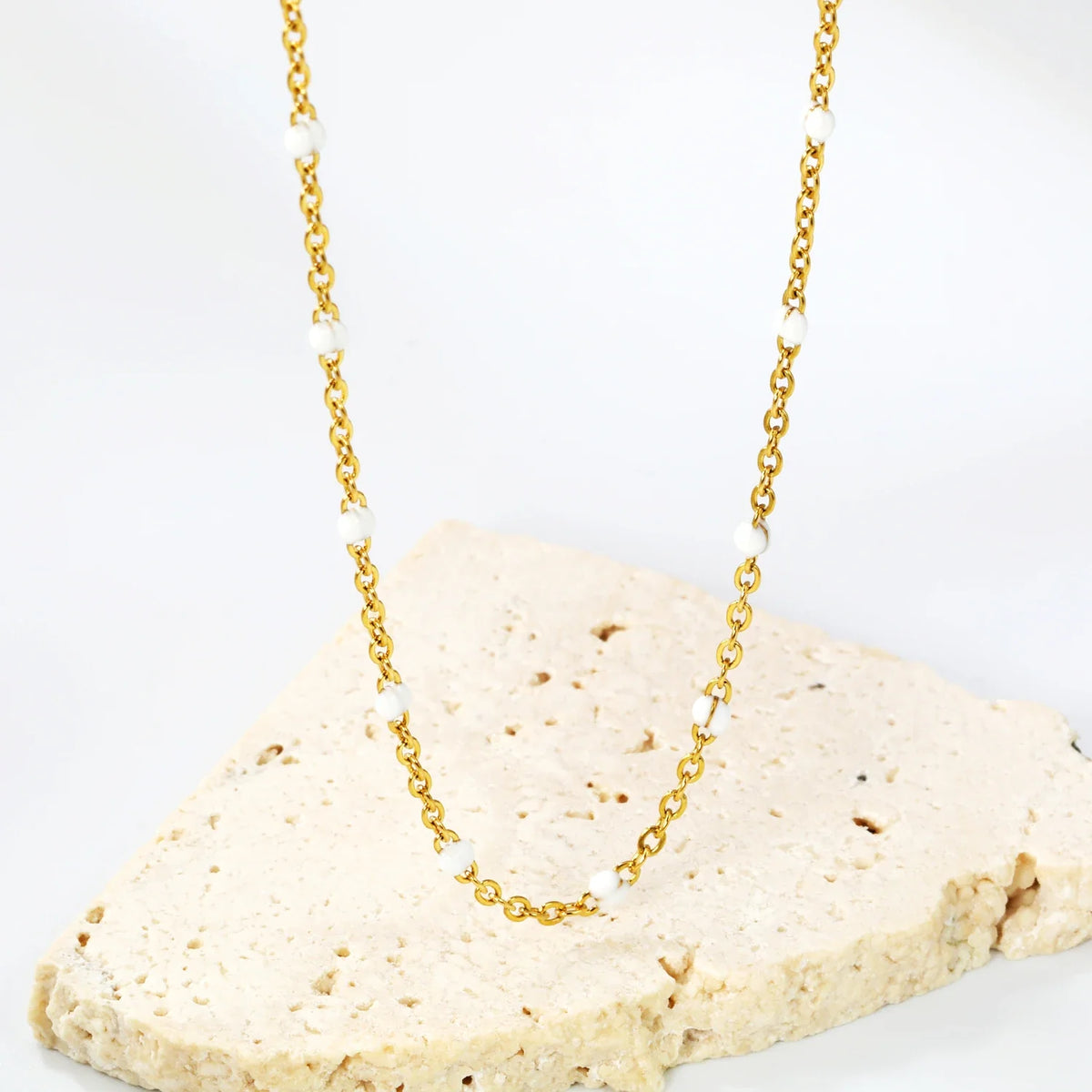 LUXUKISSKIDS Sweet Multicolor Drip-Oil Beads Necklace Women's Bohemia Stylish Clavicle Choker Simple Chain Collier Steel Jewelry