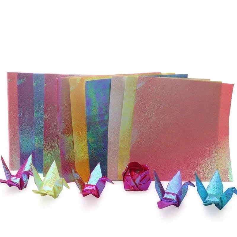 100Pcs Glitter Origami Paper Squares | Sparkling Lucky Bird Craft Sheets