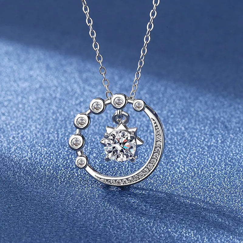 925 Sterling Silver Necklace Pendant Shining Zircon for Women Wedding Jewelry Engagement Charm Party Gift