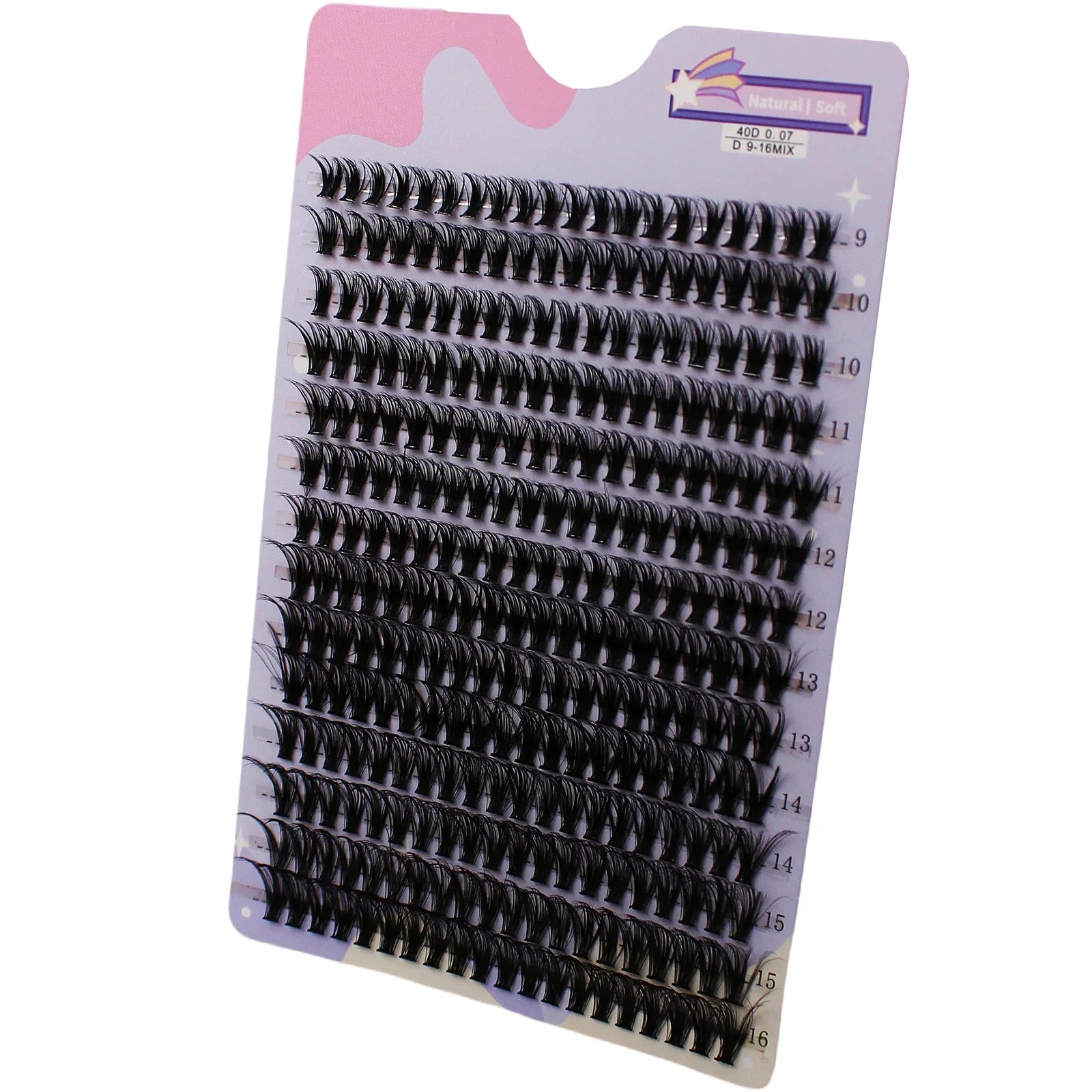 14 Rows 280 Clusters 40D Mix 9-16mm Cluster Lashes | Natural Thick Strip Eyelash Extensions
