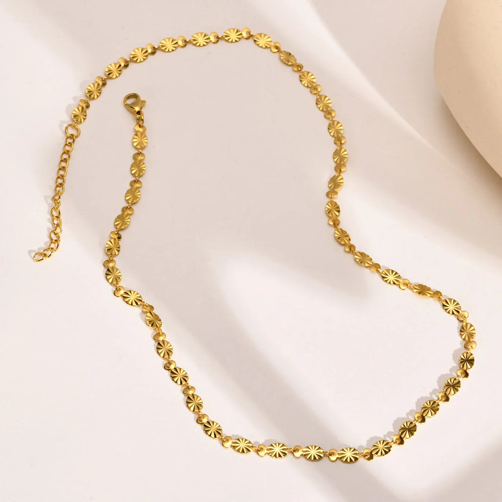 Daisy Chain Necklace Women, Stainless Steel Flower Shape Collar Fashion New 2022