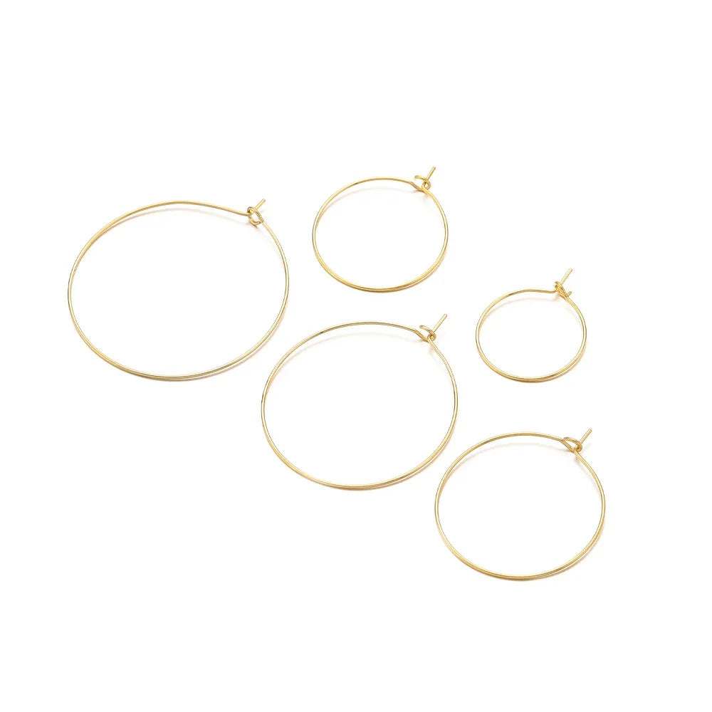 20-Piece Gold Stainless Steel Hoop Earring Wires | Bulk Jewelry Making Supplies