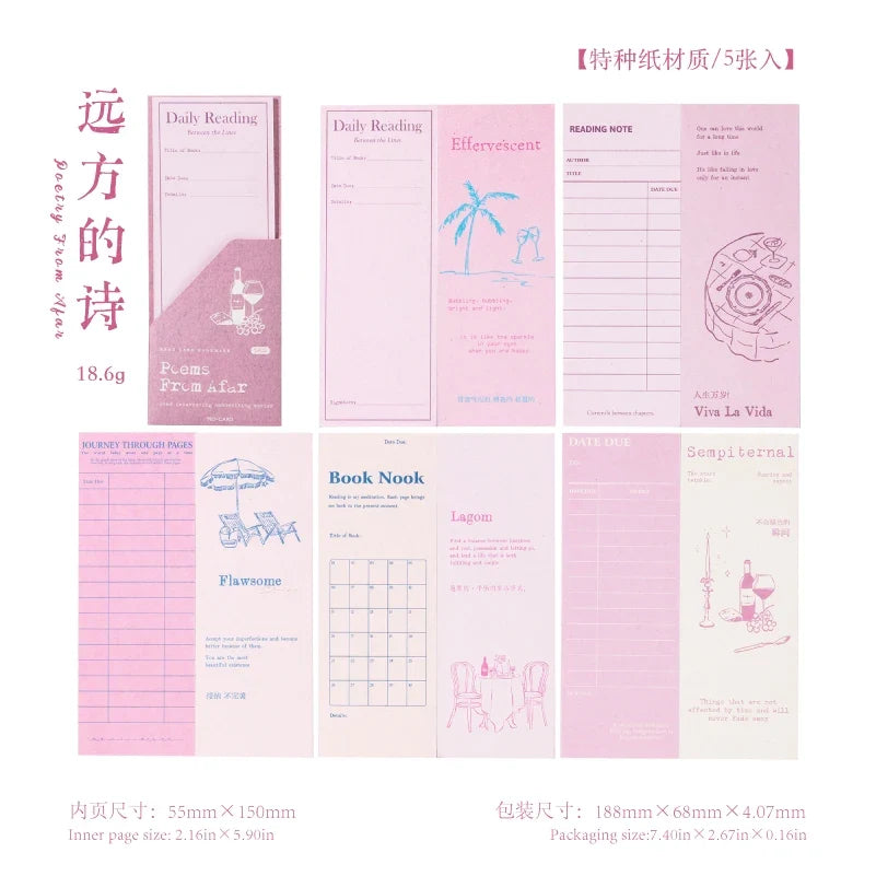 Journal GO 5pcs Ins Style Vintage Bookmark Creative Notes Book Mark for Students School Office Supplies Stationery