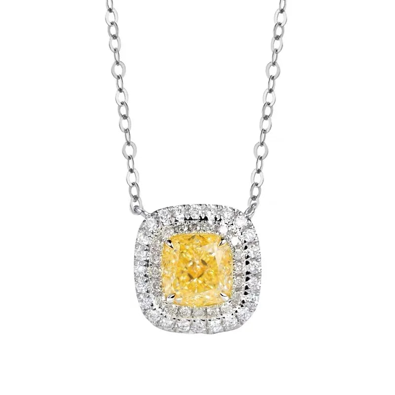 Huitan Women Pendant Necklace Inlaid Sparkling Yellow Cubic Zirconia Charming Party Engagement Daily Accessories Fashion Jewelry