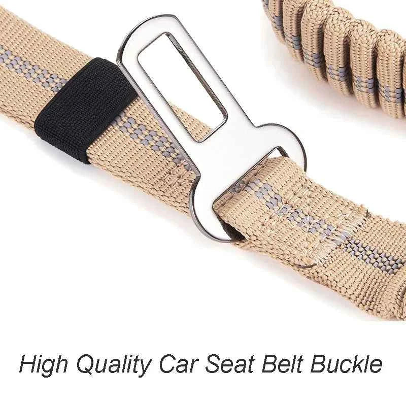 Reflective Tactical Bungee Dog Leash with Seatbelt