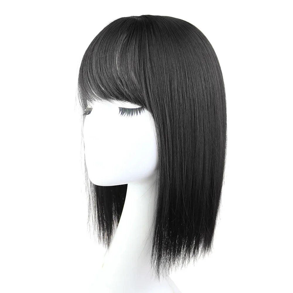 25cm Wig Piece Straight Hair Toppers Hairpiece Anti-Slip Clip In Women Bangs