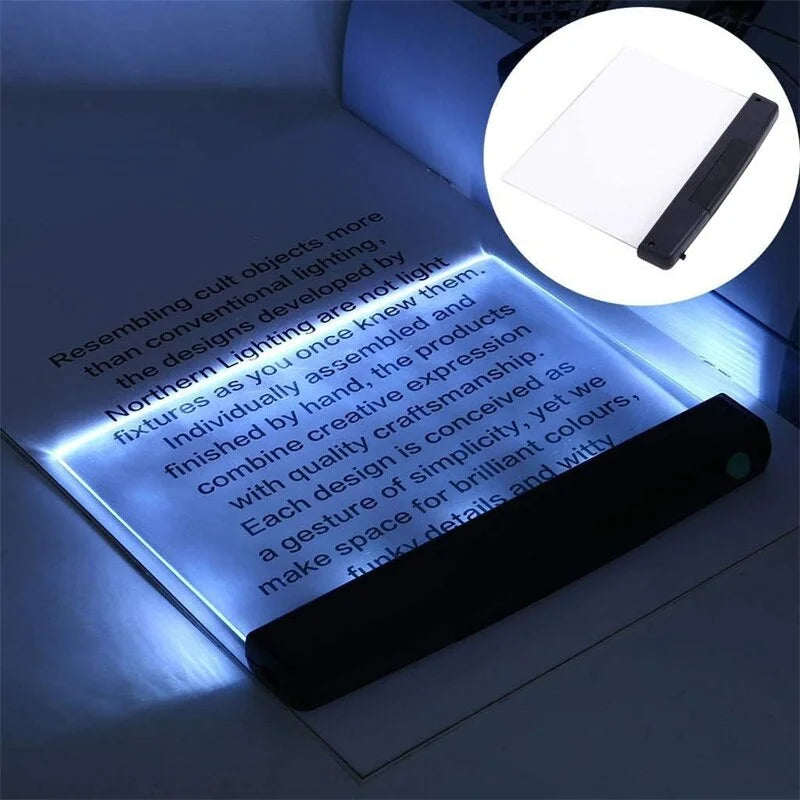 LED Book Light Eye Caring Flat Plate Panel Bookmark Light | Portable Reading Lamp for Bed Travel