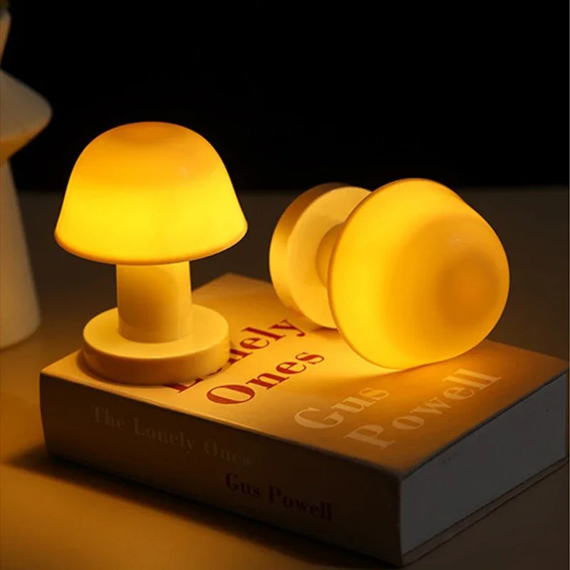 Mini Creative Mushroom LED Night Light | Battery Powered Portable Desktop Sunset Lamp for Home Decor