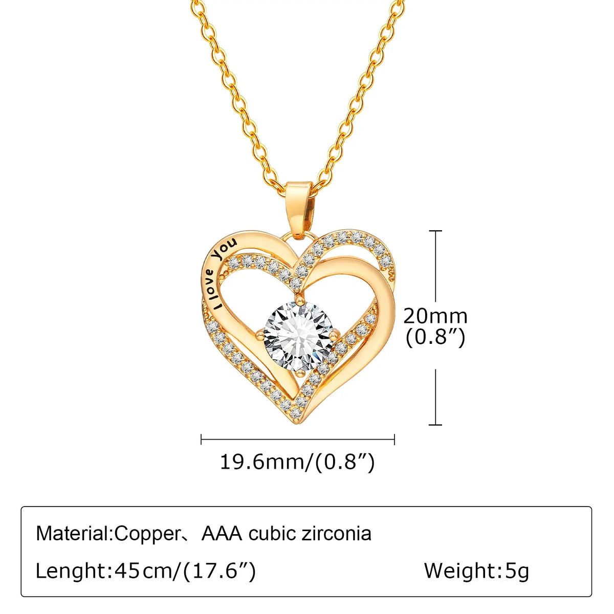 Heart Woman Necklace Birthstone Heart I Love You Jewelry For Wedding Birthday Party Mom Girlfriend Valentine's Day Gift