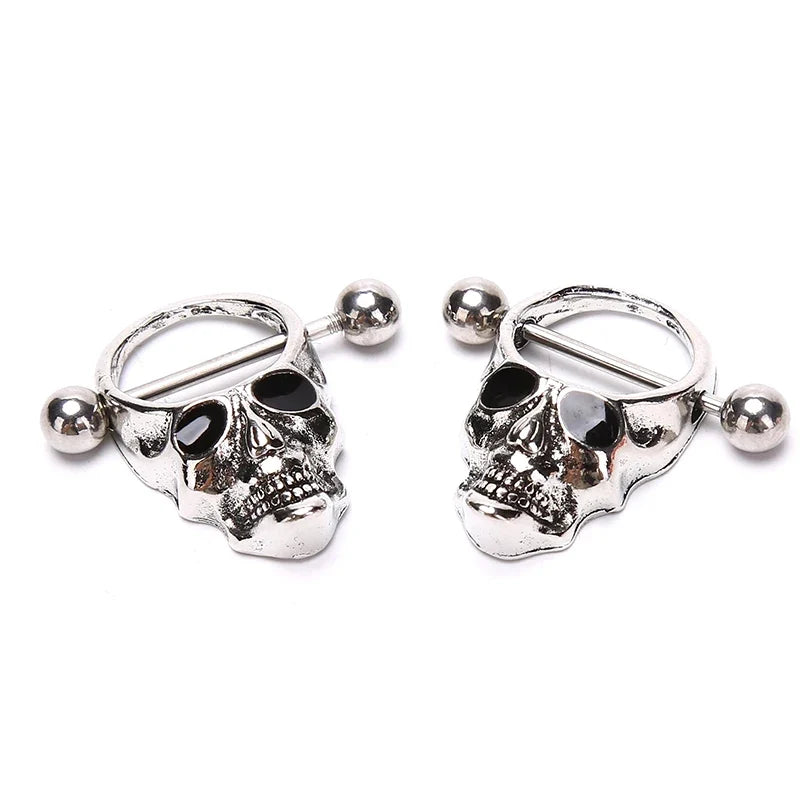 Hot! Skull Bars Nipple Ring Piercing Bar Stainless Steel Barbell Body Breast Jewelry