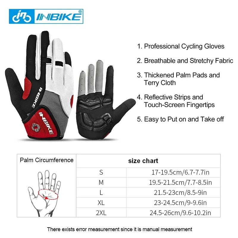 INBIKE Full Finger Gel Padded Touchscreen Gloves