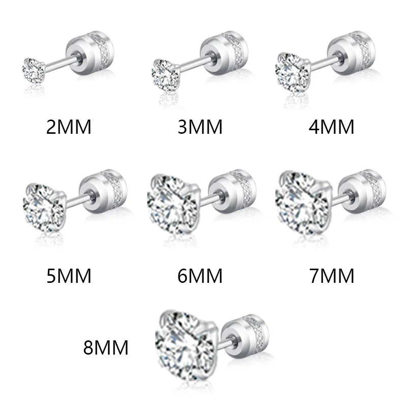 Stainless Steel Crystal Zircon Ear Studs | Hypoallergenic Tragus Cartilage Piercing Jewelry