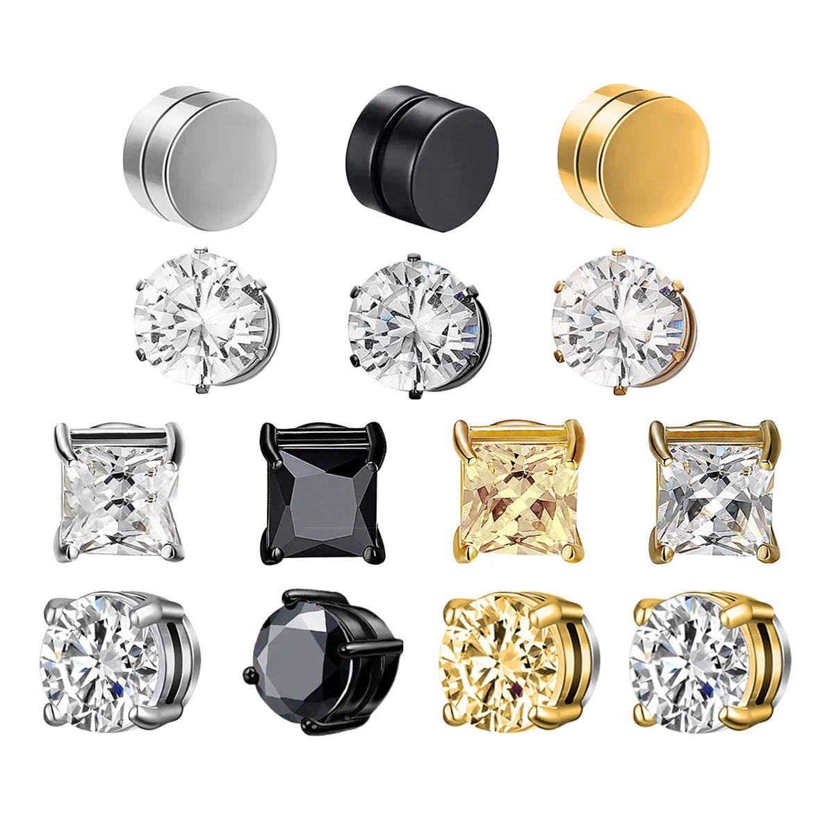 Magnetic Clip Earrings for Women and Men | No Piercing Crystal Studs