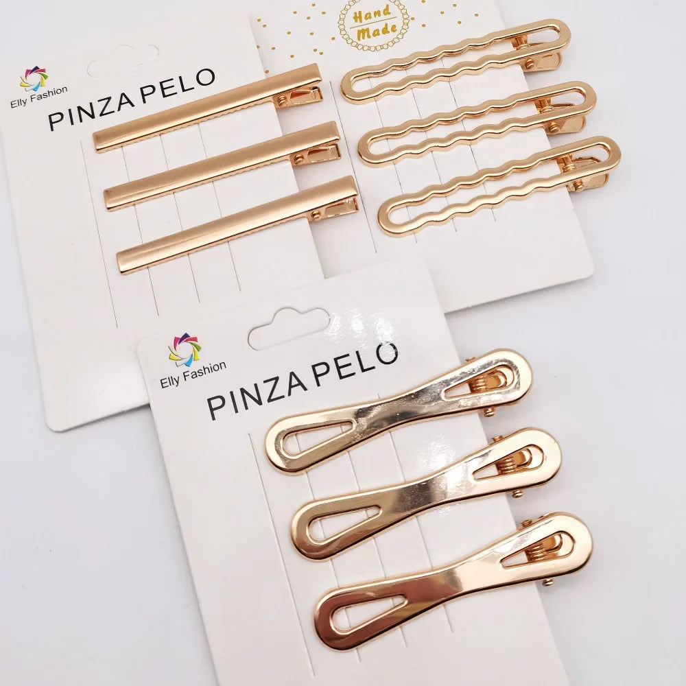 3pcs/set Elegant Hair Clips Crab Hollowing Out Hairpin Metal Geometric Hair Claw Barrette Women Girls Korean Hair Styling Tools