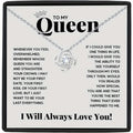 Elegant Love Knot Necklace, 'To My Queen' Perfect for Wife, Girlfriend, Soulmate, Any Holiday Gift, Romantic Gift Necklace