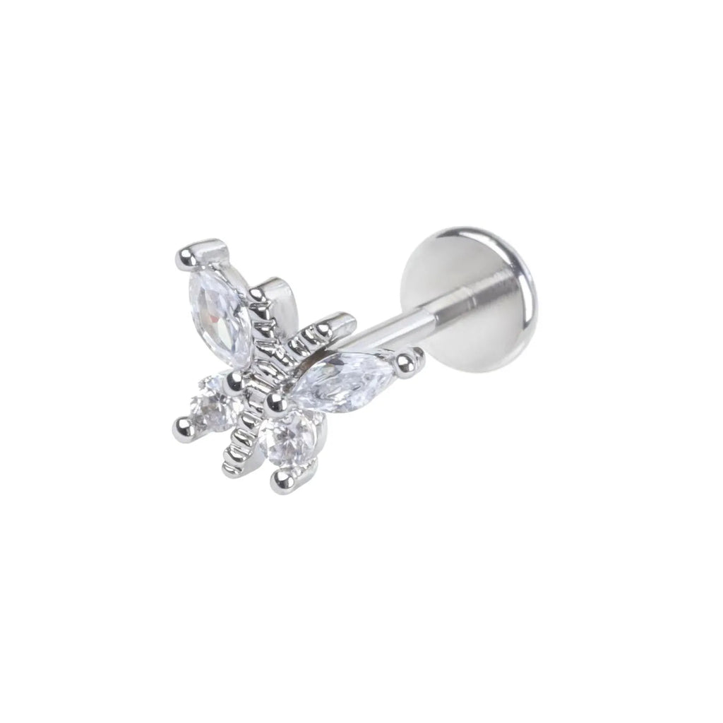 Stainless Steel Ear Studs - Micro Paved Zirconia Cartilage Earrings, Delicate Minimalist Piercing Jewelry for Women