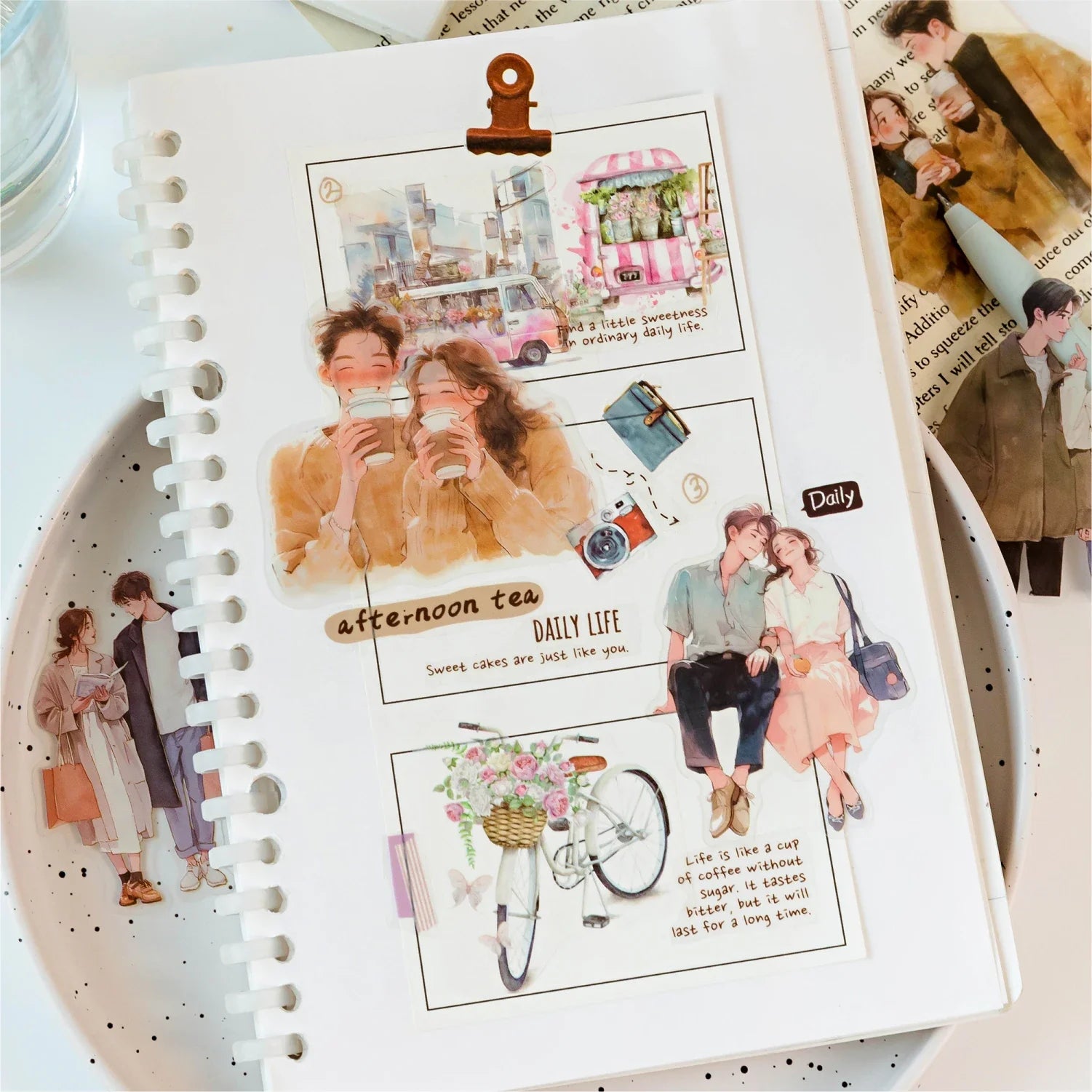 Yoofun 30pcs Cute Girl Life Character Journaling Stickers | Scrapbooking Planner Diary Decor Labels