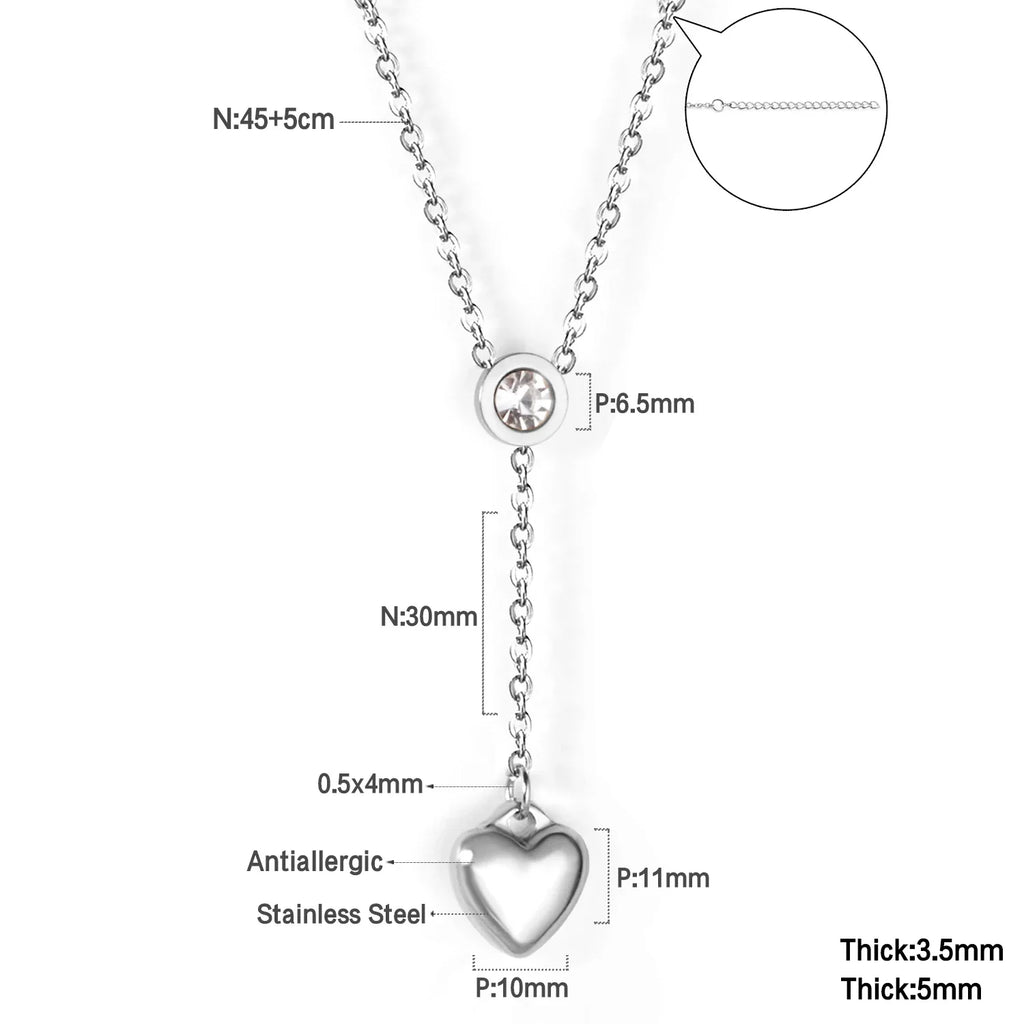 ASONSTEEL Romantic Heart Pendant Necklace | Gold Stainless Steel Choker for Women Gift